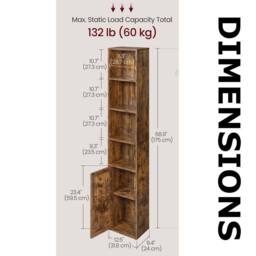 Pirlo Plush Adjustable Tall Free Standing Bookcase Shelf For Living Room Storage in Brown - thumbnail 9