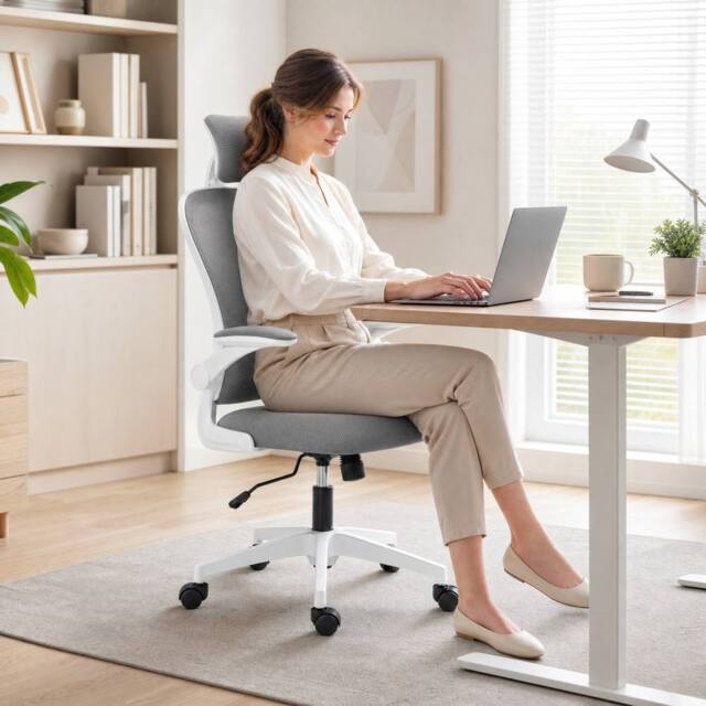 STILVORA Ergonomic Office Chair with Adjustable Headrest & Lumbar Support in Grey - image 1