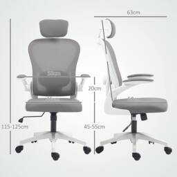STILVORA Ergonomic Office Chair with Adjustable Headrest & Lumbar Support in Grey - thumbnail 3