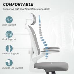 STILVORA Ergonomic Office Chair with Adjustable Headrest & Lumbar Support in Grey - thumbnail 6