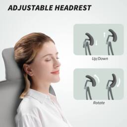 STILVORA Ergonomic Office Chair with Adjustable Headrest & Lumbar Support in Grey - thumbnail 8