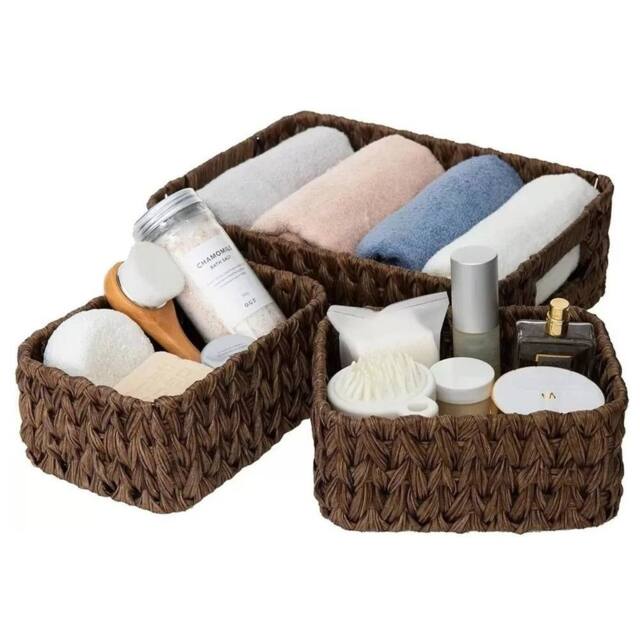 KORVIXA Brown Set of 3 Decorative Wicker Baskets - Size: 900mm - image 1