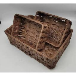 KORVIXA Brown Set of 3 Decorative Wicker Baskets - Size: 900mm - thumbnail 4