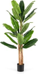 Gymax 195cm Tall Artificial Banana Tree Greenery Potted Plant 27 Large Leaves in Green - thumbnail 1
