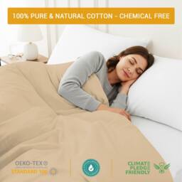 Grace Luxury Double Duvet Cover Set with Matching Fitted Sheet in Beige - Size: Single - thumbnail 5