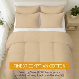 Grace Luxury Double Duvet Cover Set with Matching Fitted Sheet in Beige - Size: Single - thumbnail 3