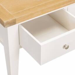 Home Source Melbourne Solid Wooden 2 Drawer Coffee Table Metal Handles Oak Top in White - thumbnail 5