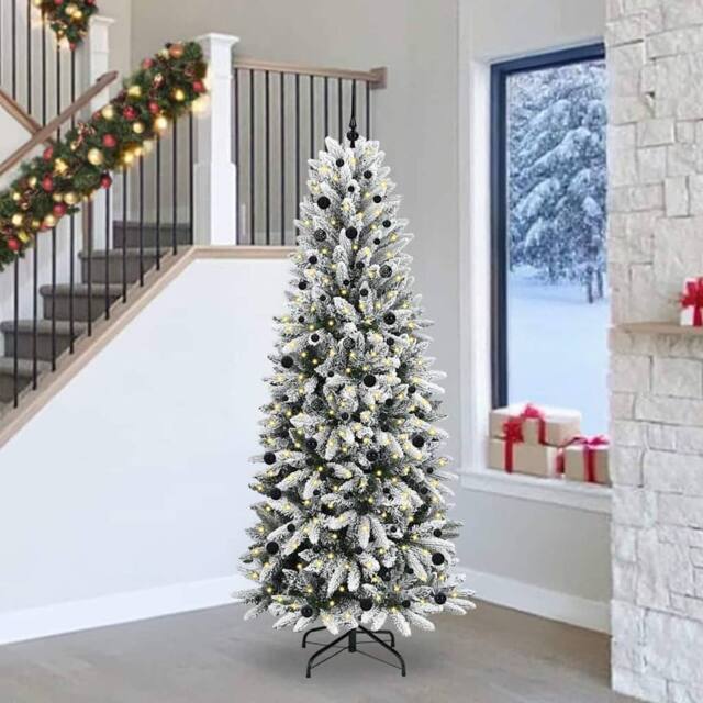 Berkfield Home Artificial Christmas Tree with 300 LEDs White 93 x 93 x 240 cm - image 1