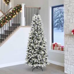 Berkfield Home Artificial Christmas Tree with 300 LEDs White 93 x 93 x 240 cm - thumbnail 1