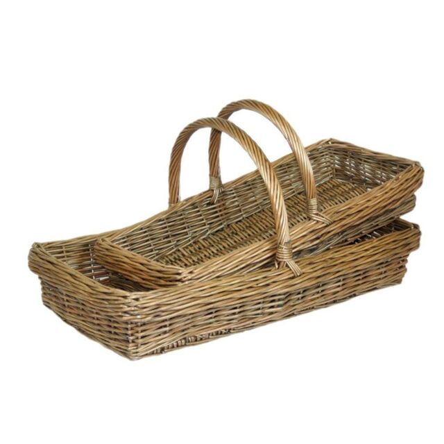 Red Hamper Wicker Set of 2 Kew Design Garden Trugs in Brown - image 1