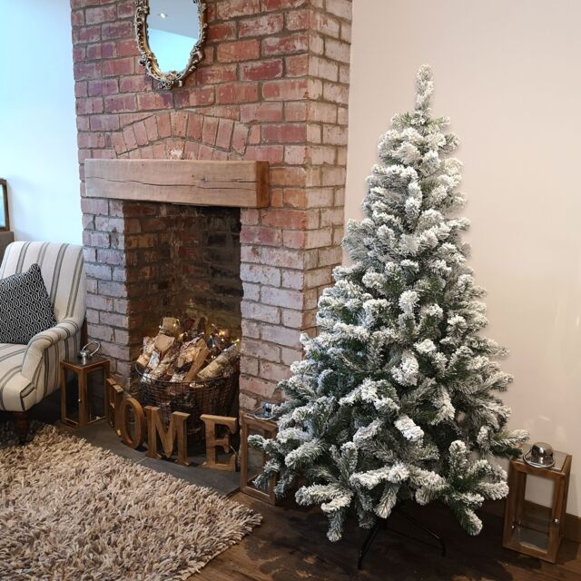 Samuel Alexander Kaemingk 6ft (180cm) Flocked Snowy Imperial Pine Hinged Christmas Trees in Green - image 1