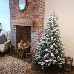 Samuel Alexander Kaemingk 6ft (180cm) Flocked Snowy Imperial Pine Hinged Christmas Trees in Green - thumbnail 1