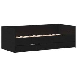 Berkfield Home Daybed Black oak Engineered wood 90 x 200 cm Durable Daybed