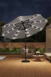 Living and Home Outdoor Solar 24 LED Lights Patio with Crank for Patio Market with Base in Light Grey - thumbnail 2