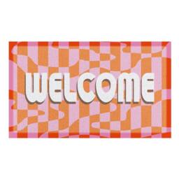Artsy Mats Elizabeth Olwen Welcome Wavey Indoor/Outdoor Doormat (70x40cm) in Pink - Size: 40 cm x 70 cm - thumbnail 2