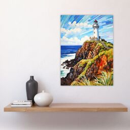 Artery8 Cape Byron Australia Vibrant Artwork Iconic Lighthouse Atop Cliffs Coastal Landscape Large Wall Unframed Art Poster Print Thick Paper 18X24 - thumbnail 4