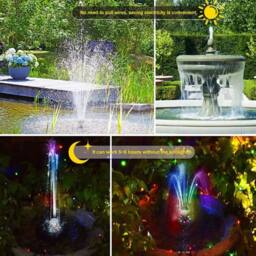 NESTLUNE 7W 8LED Solar Panel Powered Water Feature Pump Fountain in Black - Size: 100 cm x 15 cm - thumbnail 6