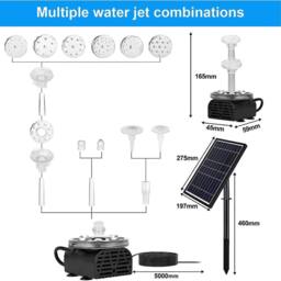 NESTLUNE 7W 8LED Solar Panel Powered Water Feature Pump Fountain in Black - Size: 100 cm x 15 cm - thumbnail 2