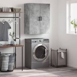 Berkfield Home Wall Mounted Cabinet Concrete Grey 69.5x34x90 cm - thumbnail 2