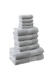 OHS Luxury 100% Cotton 10 Piece Bathroom Towel Bale Set in Silver