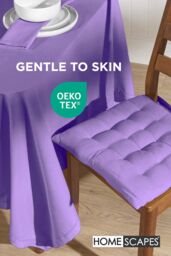 Homescapes 6 Pack Seat Pads Luxury 100% Cotton Indoor Outdoor Garden Cushion, 40cm in Purple - Size: 40 cm x 40 cm - thumbnail 3