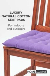 Homescapes 6 Pack Seat Pads Luxury 100% Cotton Indoor Outdoor Garden Cushion, 40cm in Purple - Size: 40 cm x 40 cm - thumbnail 2
