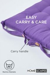 Homescapes 6 Pack Seat Pads Luxury 100% Cotton Indoor Outdoor Garden Cushion, 40cm in Purple - Size: 40 cm x 40 cm - thumbnail 6