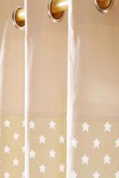 Homescapes Cotton Stars Beige Ready Made Eyelet Curtain Pair in Natural - Size: 140 cm width x 229 cm drop - thumbnail 2