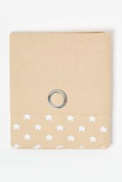 Homescapes Cotton Stars Beige Ready Made Eyelet Curtain Pair in Natural - Size: 140 cm width x 229 cm drop - thumbnail 3