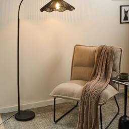 Wyld and Coco Floor Lamp - Handmade Paper Shade Black Metal Base