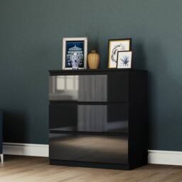 HD Designs Vida Designs Glinton 4 Piece Bedroom Set (2 Drawer Bedside Chest x2 in Black - thumbnail 5
