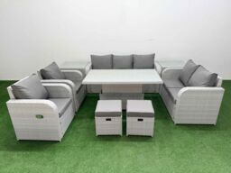 Fimous PE Rattan Garden Furniture Set Reclining Chair Sofa Double Love Seat 2 Seater Sofa Lounge Set Adjustable Lifting Dining or Coffee Table 2 - thumbnail 1