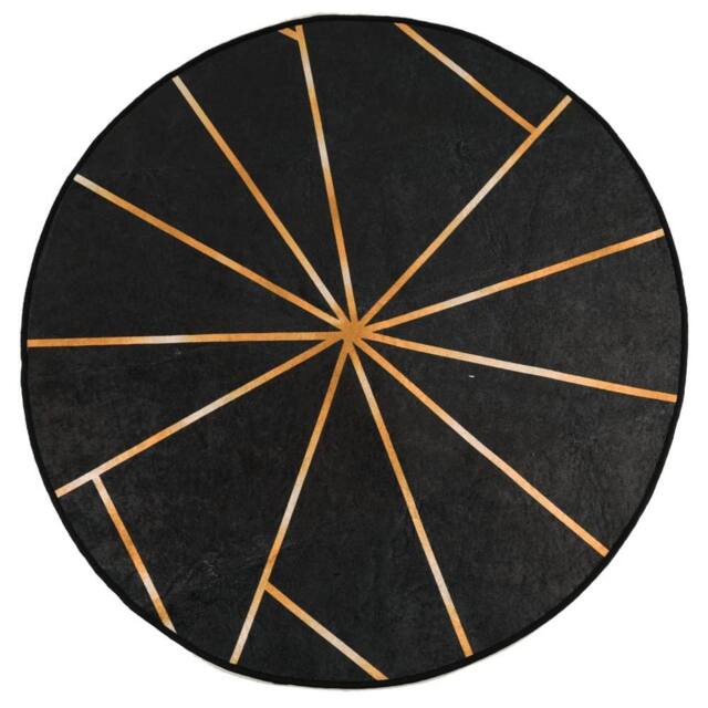 Berkfield Home Rug Washable Black & Gold Ã˜ 120 cm Anti Slip - Size: 100 cm diameter - image 1