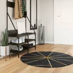 Berkfield Home Rug Washable Black & Gold Ã˜ 120 cm Anti Slip - Size: 100 cm diameter - thumbnail 2