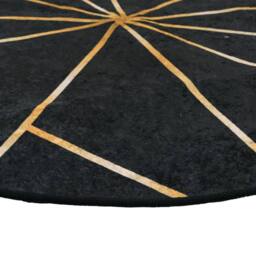 Berkfield Home Rug Washable Black & Gold Ã˜ 120 cm Anti Slip - Size: 100 cm diameter - thumbnail 4