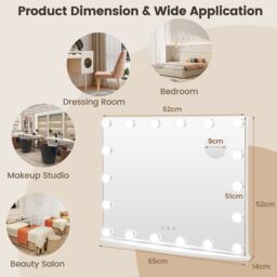 Costway Vanity Mirror with Lights Hollywood Lighted Mirror w/ 3 Color Lighting Modes in White - thumbnail 3