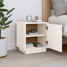 Berkfield Home Beautiful Bedside Cabinet White 40x34x45 cm Solid Wood Pine - Size: 40 x 34 x 45 cm - thumbnail 1