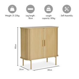 VonHaus Landos Storage Cabinet Tambour Design Sideboard with 3 Shelves in Natural - Size: 1 Pack - thumbnail 9