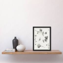 Artery8 Flowers Leaves Butterfly Drawing Vintage Framed Wall Art Print Hoytema in White - Size: A4 - thumbnail 4