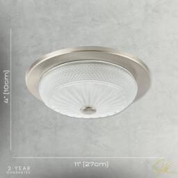 Happy Homewares Modern Bathroom Ceiling Light Fitting with Frosted White Moulded Glass in Metallic Silver - thumbnail 7