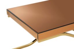 Orsina Stylish Light Brown Coffee Table For Sitting Area, Modern Rectangular Decorative Coffee Table With Glass Top in Gold - thumbnail 4