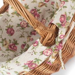 Red Hamper Cotton Lined Wicker Double Steamed Oval Shopping Basket in Red - thumbnail 4