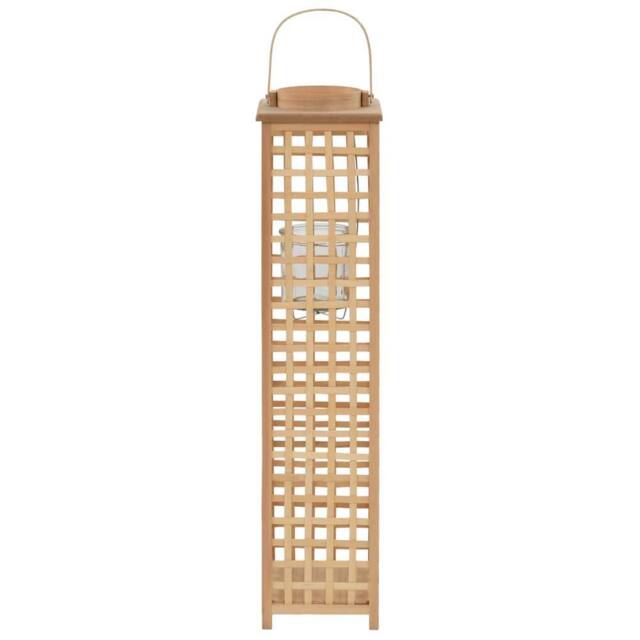 Berkfield Home Hanging Candle Lantern Holder Bamboo Natural in Beige - image 1