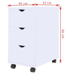 Berkfield Home Drawer Unit 45x33x60 cm White - Size: 45 x 33 x 60 cm - thumbnail 6
