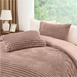 GAVENO CAVAILIA Osum Ribbed Duvet Cover Set in Taupe - Size: Double - thumbnail 3