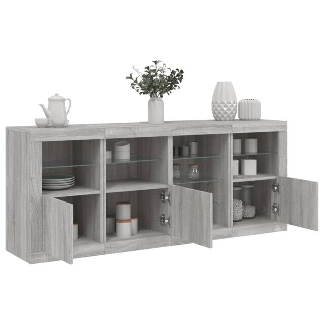 Berkfield Home Sideboard with LED Lights Grey Sonoma 164x37x67 cm - Size: 164 x 37 x 67 cm - image 1