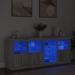 Berkfield Home Sideboard with LED Lights Grey Sonoma 164x37x67 cm - Size: 164 x 37 x 67 cm - thumbnail 4