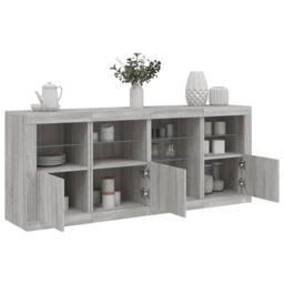 Berkfield Home Sideboard with LED Lights Grey Sonoma 164x37x67 cm - Size: 164 x 37 x 67 cm - thumbnail 1