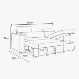 Sofaya Chelsea Sofa Bed Linen Convertible Universal L Shape Corner Chaise in Grey - Size: 3 Seater - thumbnail 5