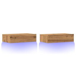Berkfield Home TV Cabinets with LED Lights 2 pcs Artisan Oak 60x35x15.5 cm in Brown - thumbnail 3